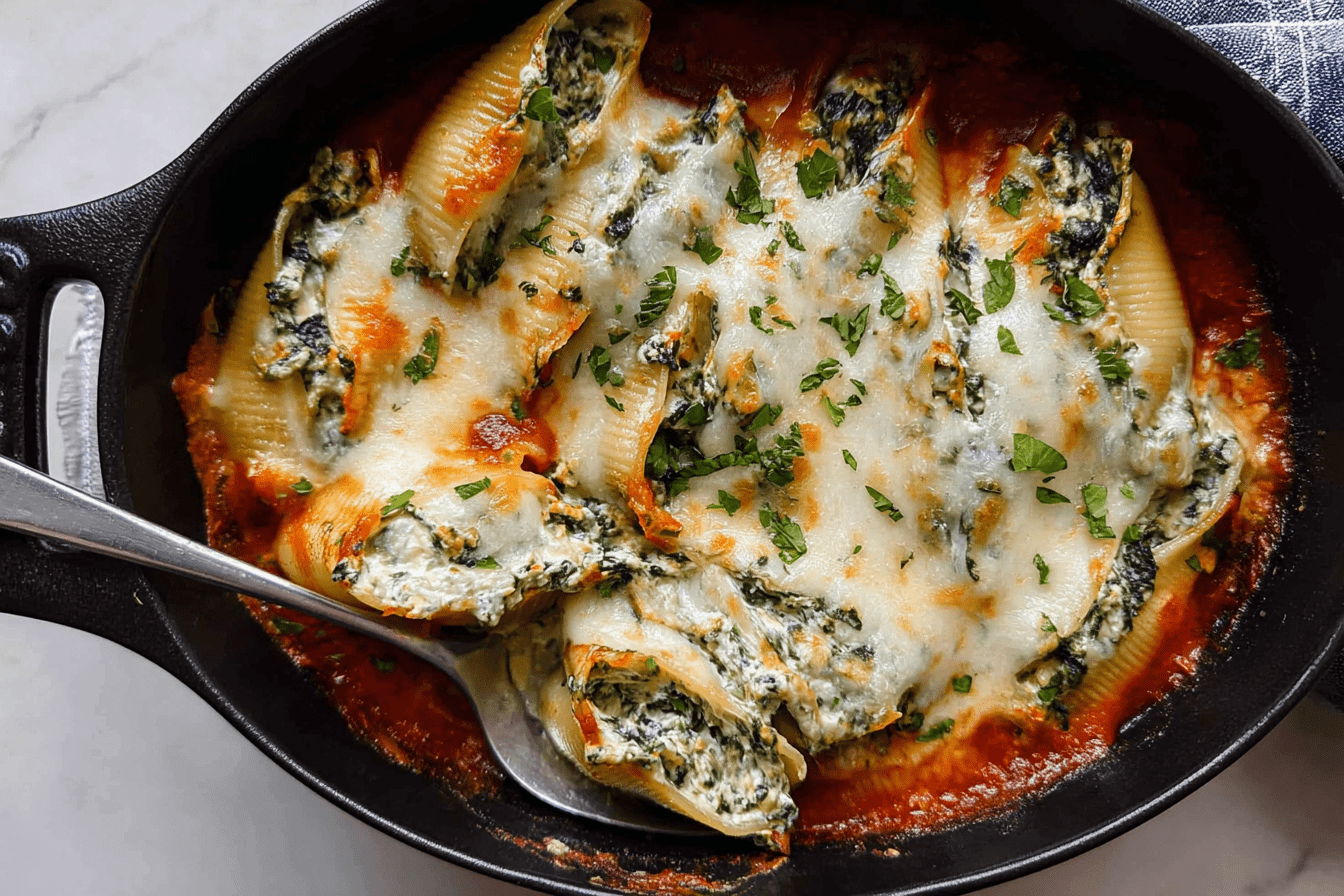 Warm & Bubbly: Three-Cheese Spinach Stuffed Shells Comfort